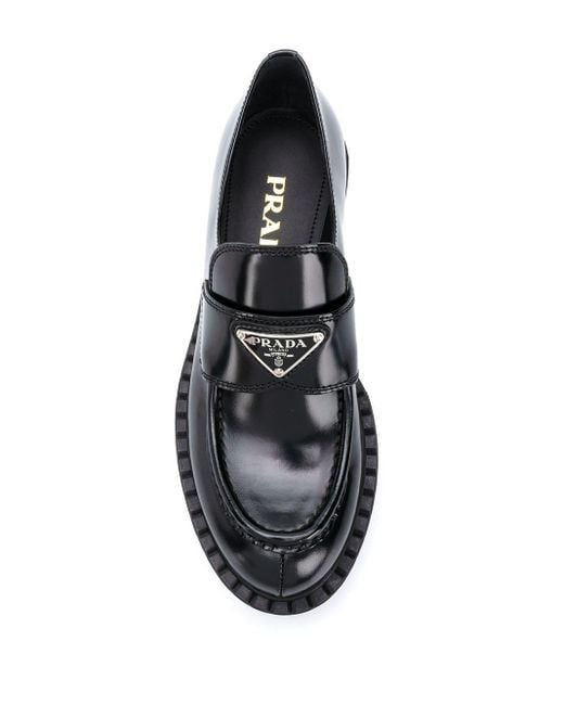 Prada Leather Chunky Sole Logo Loafer in Black Save 3 Lyst