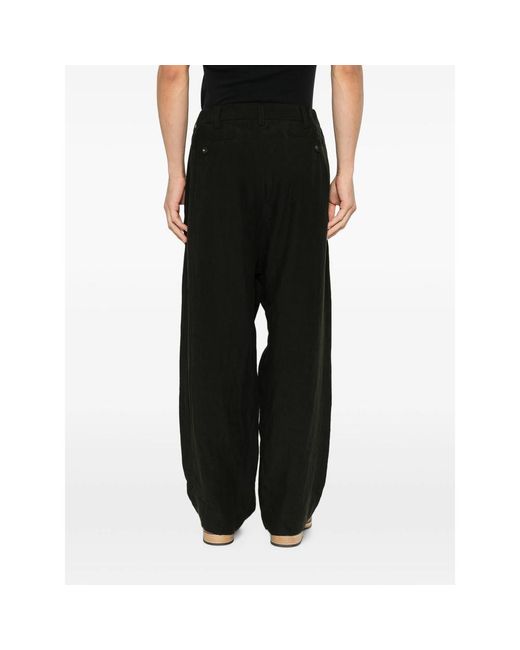 Ziggy Chen Black Pleated Buttoned Trousers for men