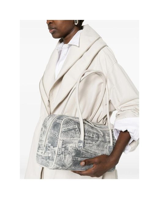 MARGE SHERWOOD Gray Graphic-Print Shoulder Bag