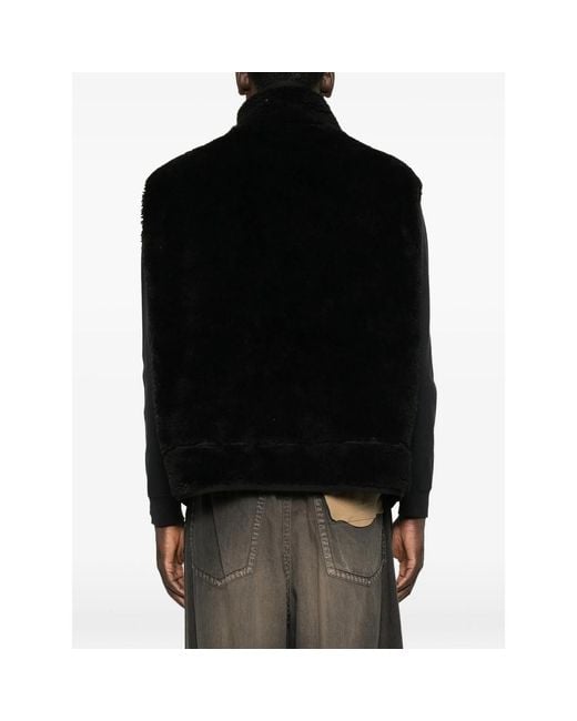 Maison Mihara Yasuhiro Black Faux-Shearling Sleeveless Jacket for men