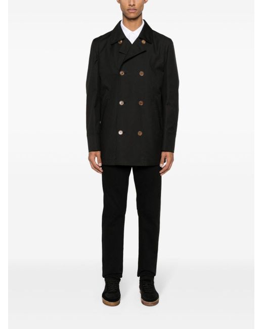 Brunello Cucinelli Black Double-Breasted Gabardine Jacket for men