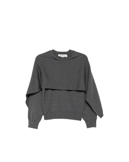 Rohe Gray Cape-Overlay Knitted Sweater