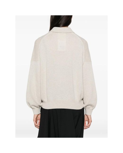 Lisa Yang Natural Etta Button-Placket Sweater
