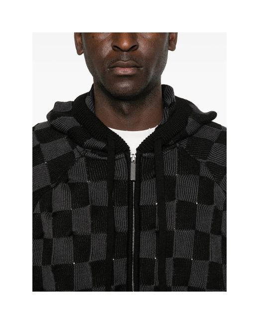 MADFRENZY Black Checkerboard Hoodie for men