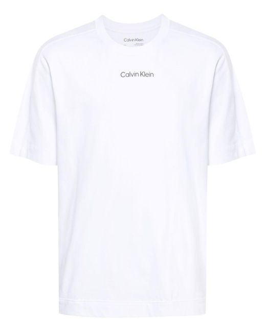 Calvin Klein White Logo-Print Cotton T-Shirt for men
