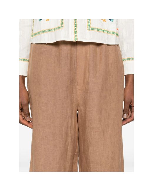 Baserange Brown Elasticated-Waistban Trousers