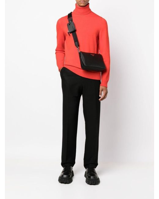 Prada Black Saffiano-Leather Crossbody Bag for men