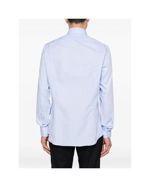 Mazzarelli Blue Button-Fastening Shirt for men