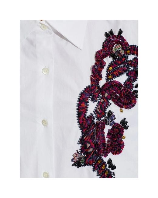 Dries Van Noten White Casia Appliqué-Detail Shirt