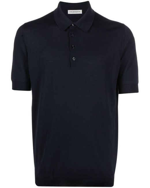 GOES BOTANICAL Blue Merino-Wool Polo Shirt for men