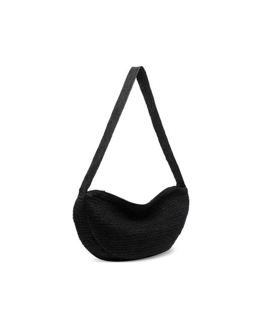 IBELIV Black Clip Raffia Shoulder Bag