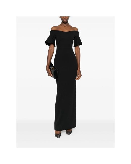 Solace London Black Cielo Off-Shoulder Maxi Dress