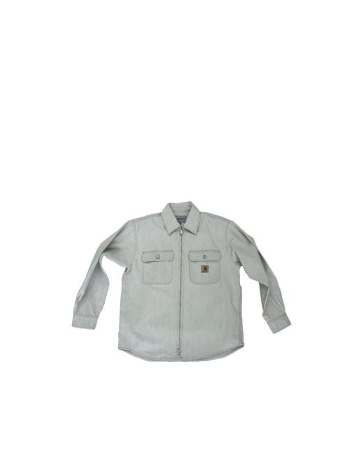 Carhartt Gray Shirt Striped Cotton for men