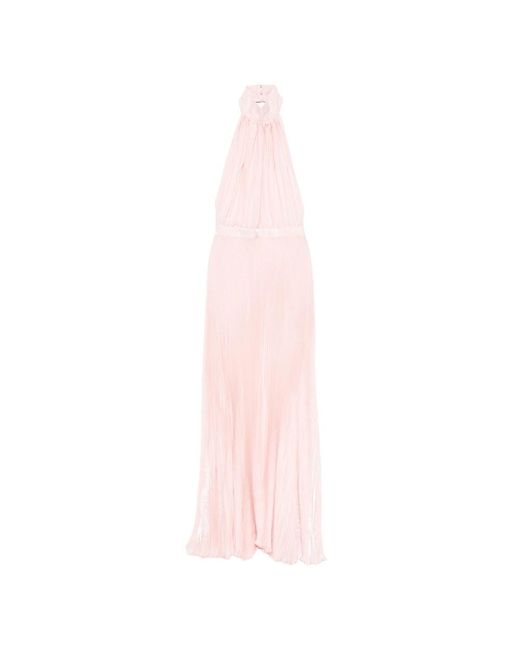 L'idée Pink Eden Halterneck Pleated Gown
