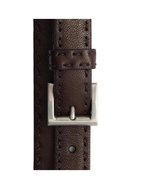 Prada Brown Antiqued-Leather Belt for men