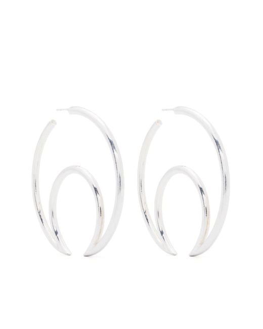MARINE SERRE White Moon-Shaped Hoop Earrings