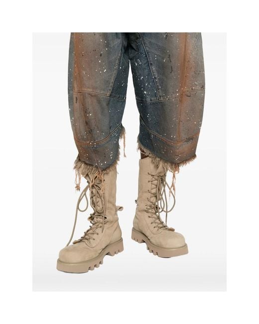 Satoshi Nakamoto Gray Paint-Splatter Distressed Bermuda Shorts for men