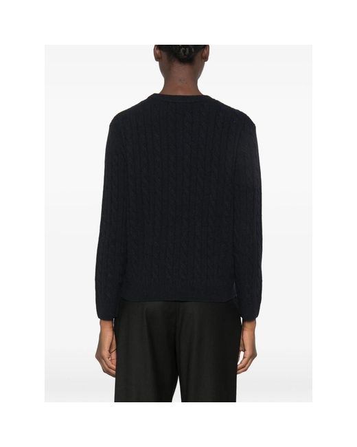 JC Sophie Black Pancho Cable-Knit Crew-Neck Sweater