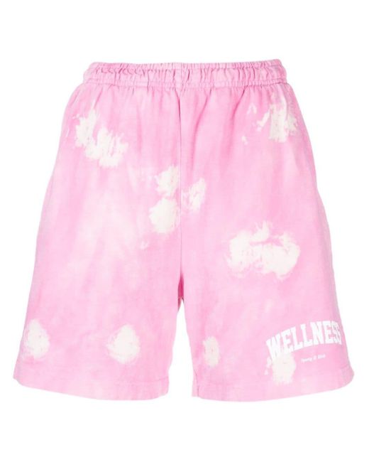 Sporty & Rich Pink Wellness Tie-Dye Shorts