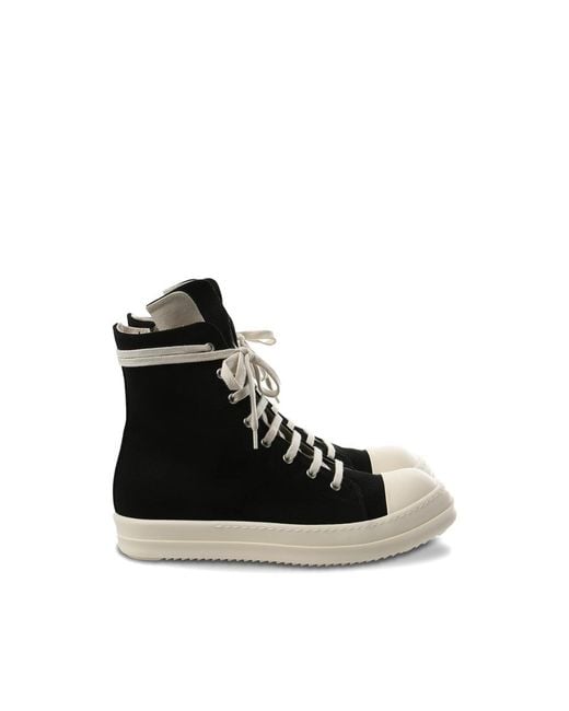 Rick Owens Black Denim Low Top Sneakers for men