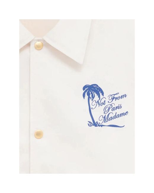 Drole de Monsieur White Buttoned Graphic Shirt Jacket for men