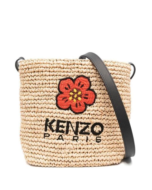 KENZO Natural Boke Flower Straw Crossbody Bag