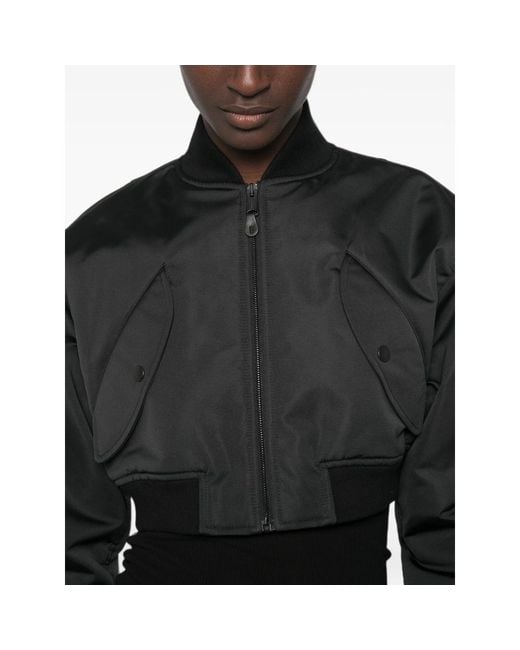 Balenciaga Black Cropped Bomber Jacket