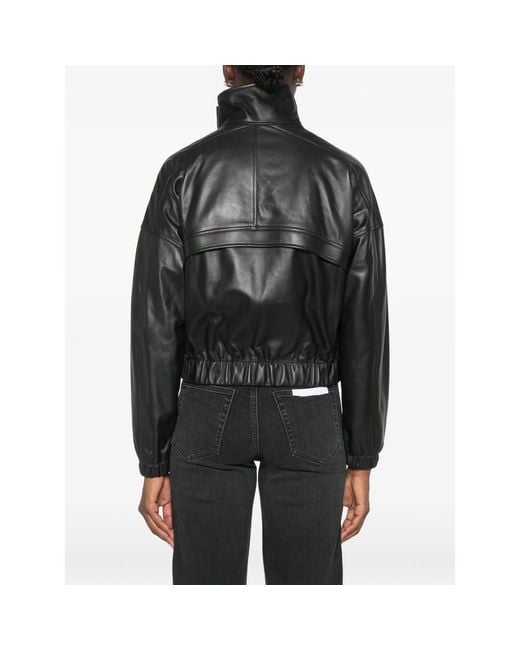 Vince Black Leather Bomber Jacket