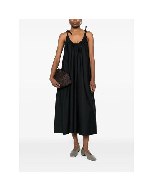 Co. Black Tie-Straps Gathered Maxi Dress