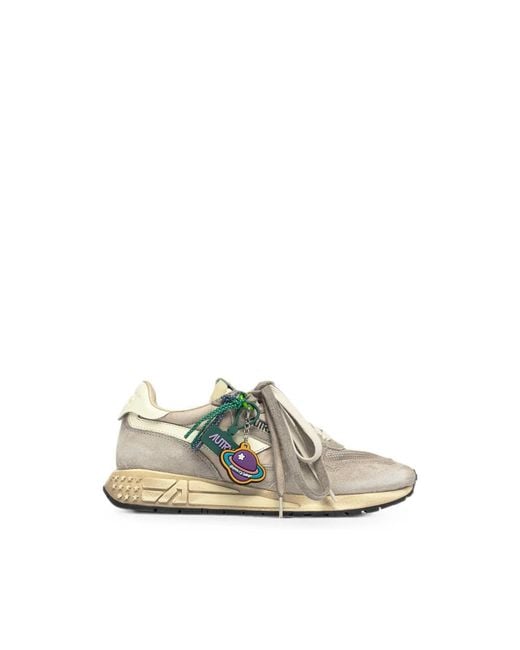 Autry Natural Super Vintage Suede-Panelled Sneakers