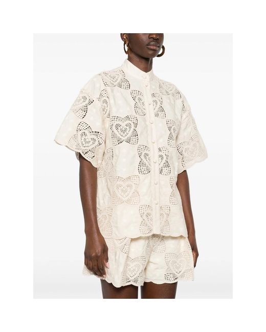 Zimmermann Natural Wanderlust Scalloped Shirt