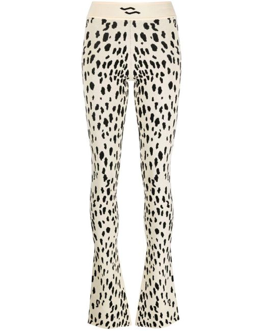 Ssheena White Animal-Pattern Knitted Trousers