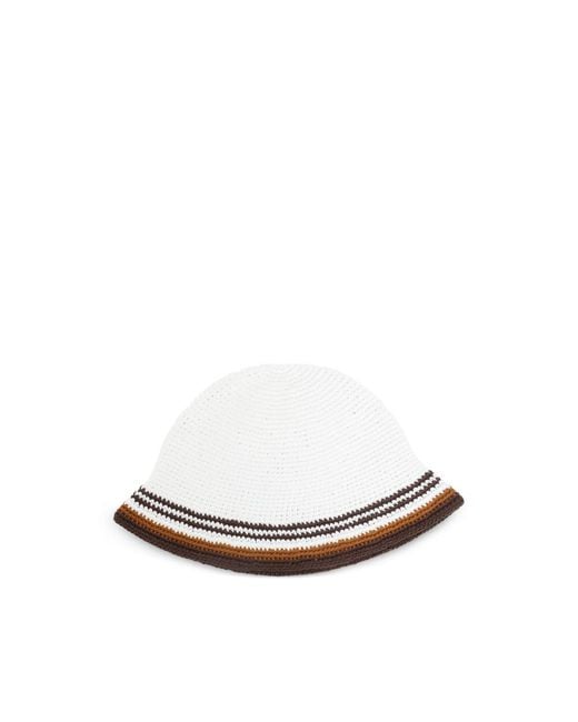 Casablanca White Crochet-Knit Striped Bucket Hat for men