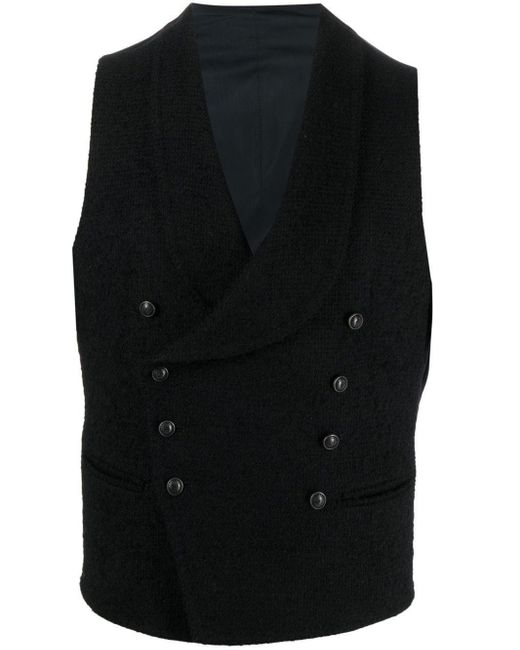 Tagliatore Black Double-breasted Tailored Waistcoat for men