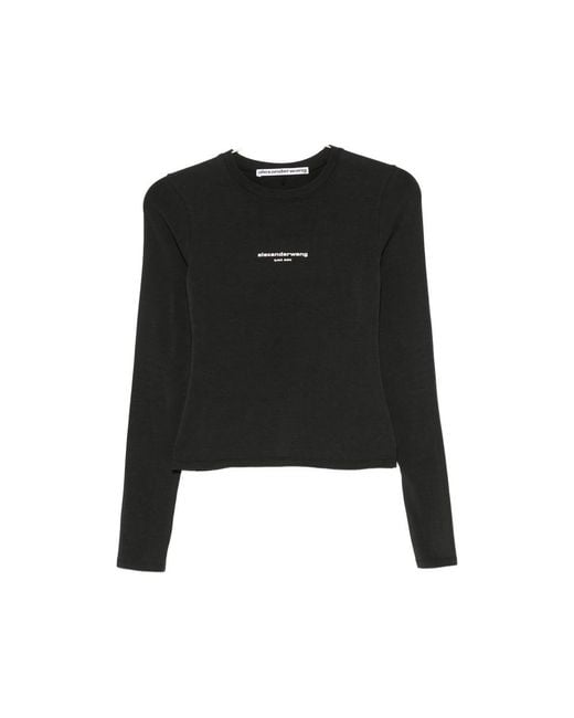 Alexander Wang Black Layered-Detail Ribbed-Knit Top