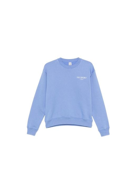 Sporty & Rich Blue Logo-Print Sweatshirt