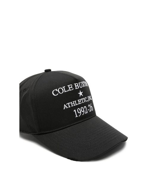 Cole Buxton Black Embroidered Distressed Baseball Cap for men