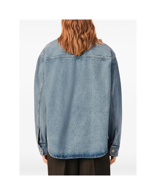 AMI Blue Cotton Overshirt With Ami De Coeur