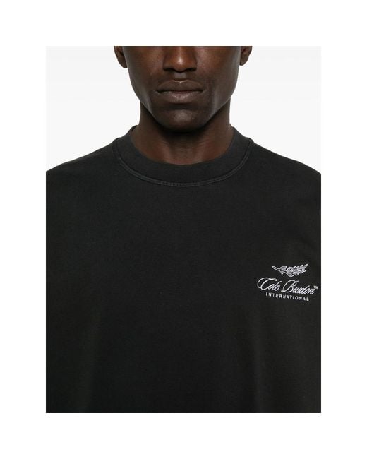 Cole Buxton Black Logo-Embroidered T-Shirt for men