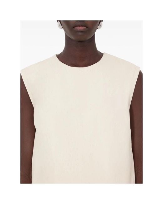 Loulou de Saison White Fiza Ostrich-Effect Zip Top