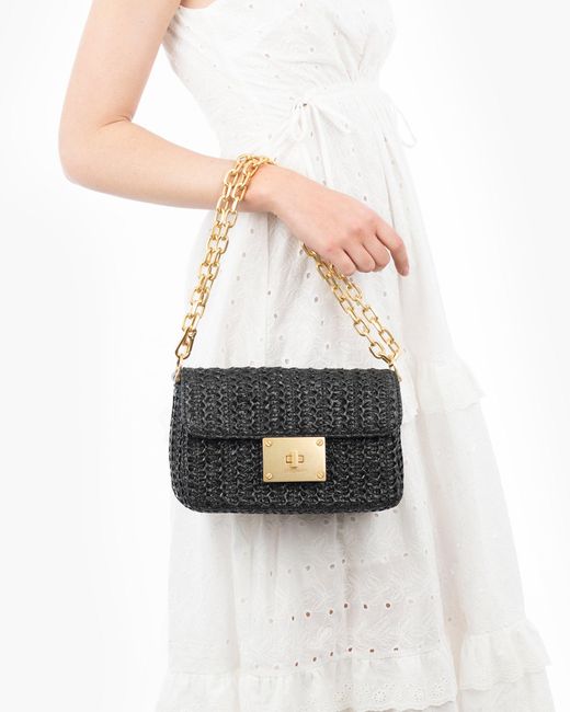 Eric Javits White Lil Cherie Woven Raffia Crochet Handbag For