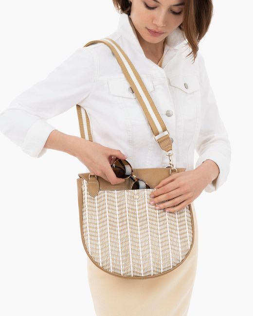 Eric Javits White Palm Pouch Woven Raffia Straw Messenger Bag