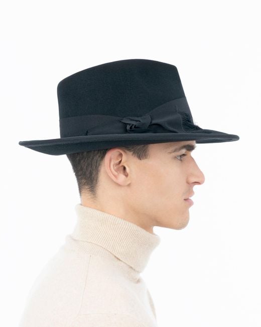 Eric Javits Black Tyler Fedora Hat For