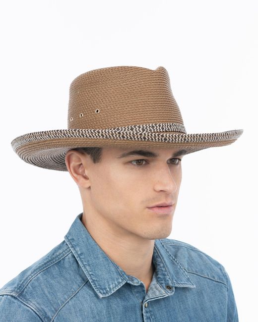 Eric Javits Brown Squishee Straw Hat, Adjustable Fit, Upf 50