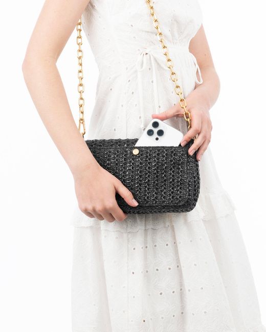 Eric Javits White Lil Cherie Woven Raffia Crochet Handbag For