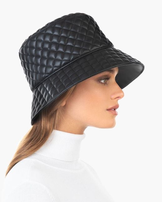 Eric Javits Black Quilty Bucket Hat For Leather, Water-Repellent, Lightweight, Made