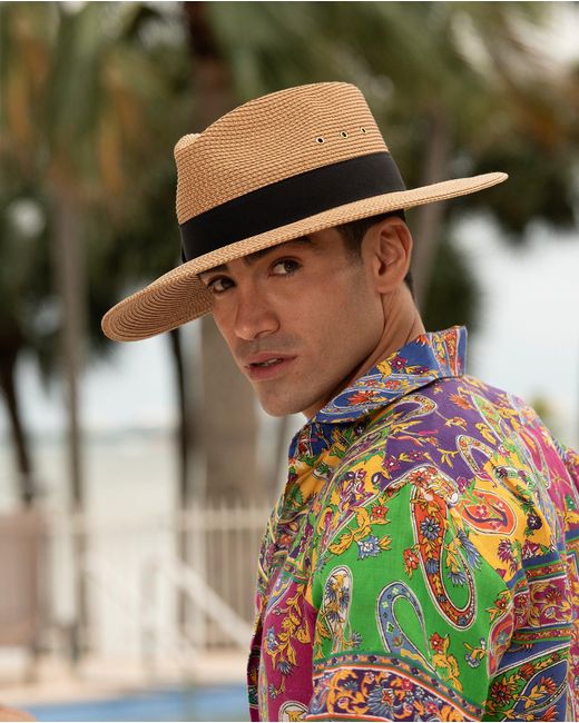 Eric Javits White Packable Signature Fedora Straw Hat For