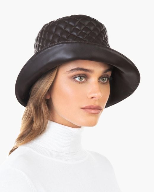 Eric Javits Black Quilty Bucket Hat For Leather, Water-Repellent, Lightweight, Made
