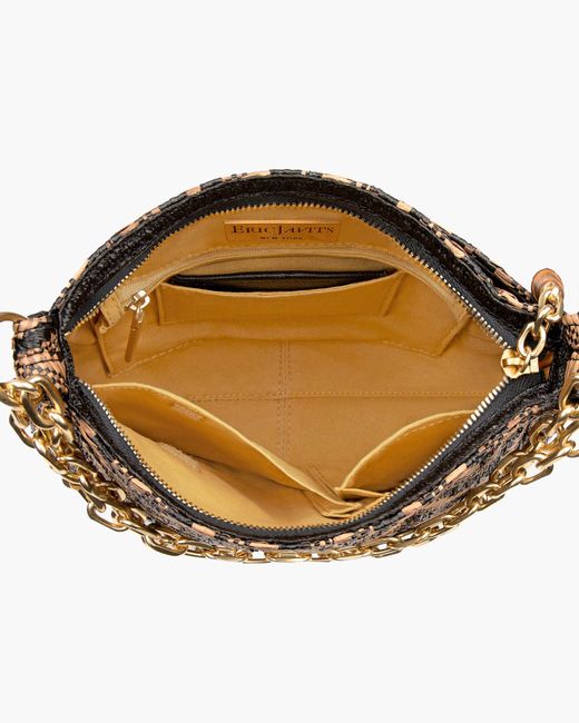 Eric Javits White Chain Pouch Raffia – Zip Top Closure, Adjustable Chain Handle, Durable Canvas Lining, Phone And Sunglasses Pocket