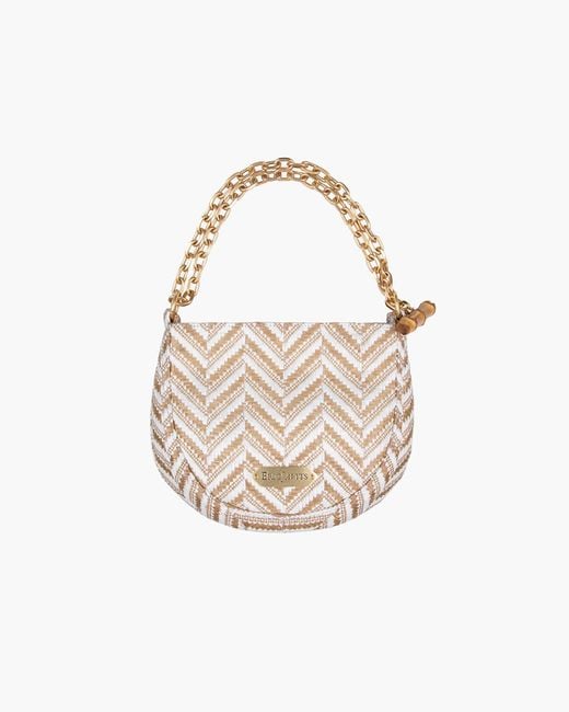 Eric Javits White Chain Pouch Raffia – Zip Top Closure, Adjustable Chain Handle, Durable Canvas Lining, Phone And Sunglasses Pocket